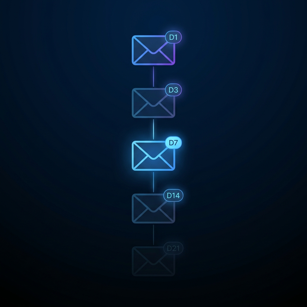 Cold email follow-up sequence diagram