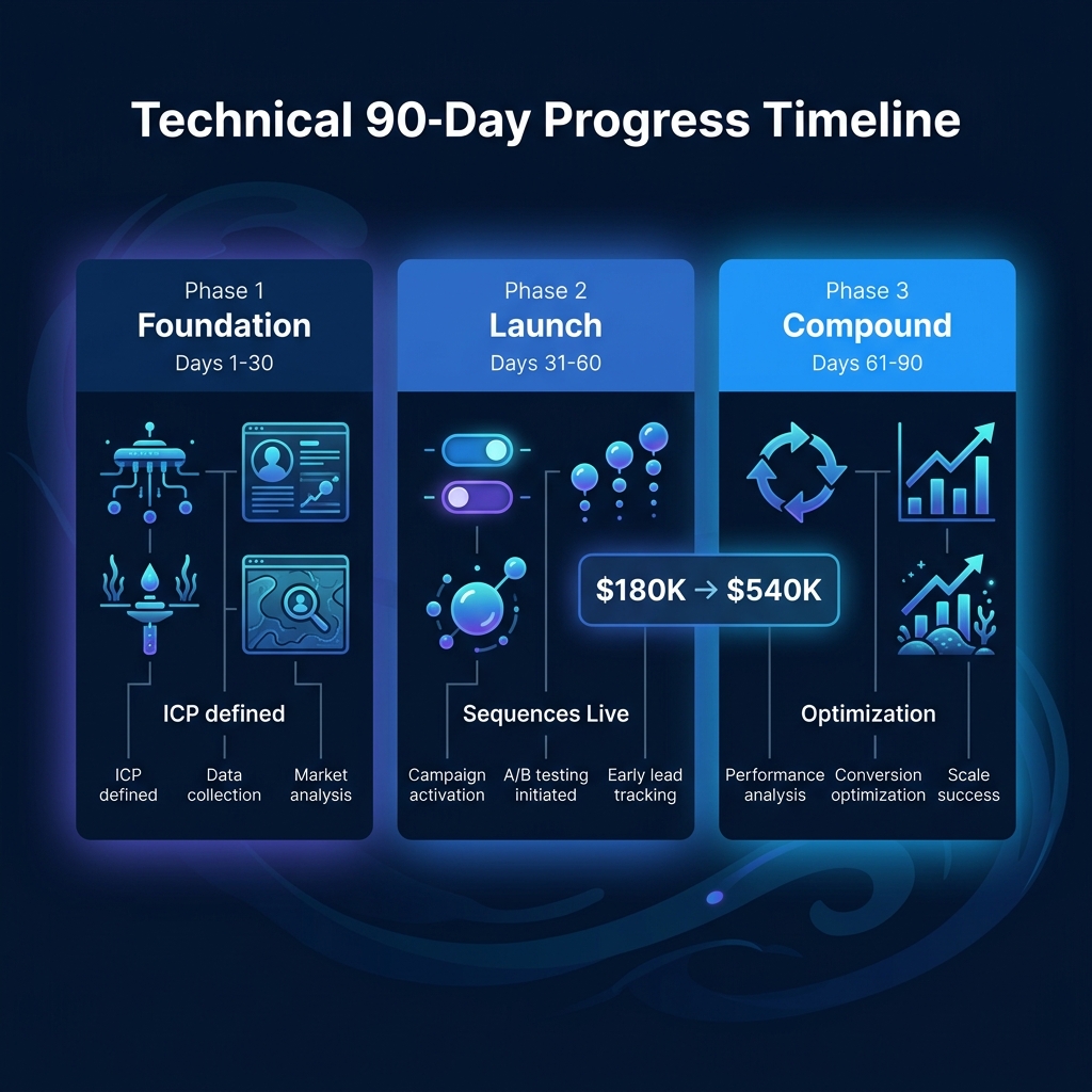 90-day pipeline transformation phases