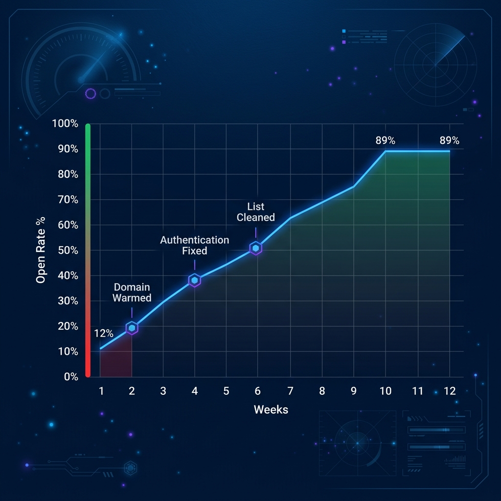 Cold email open rate results after deliverability fix