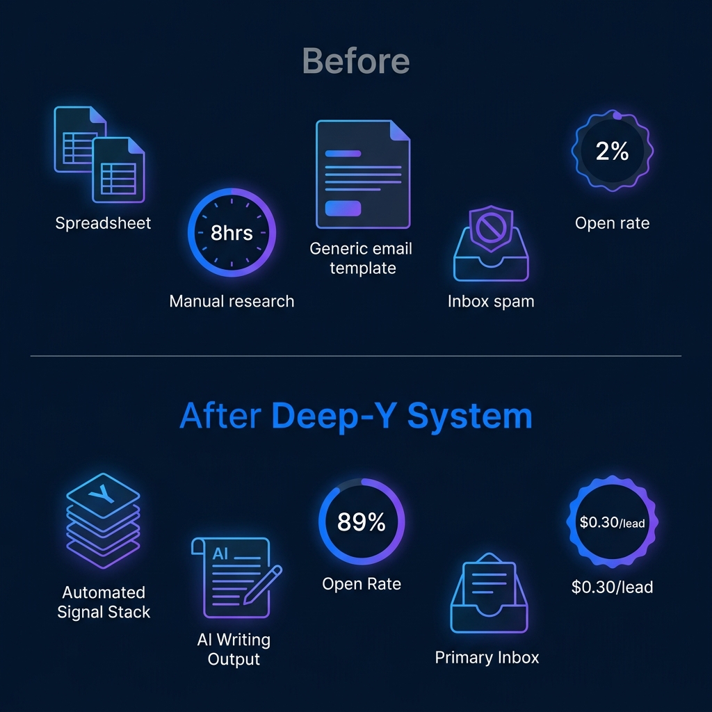 Cold email results - before and after Deep-Y automation