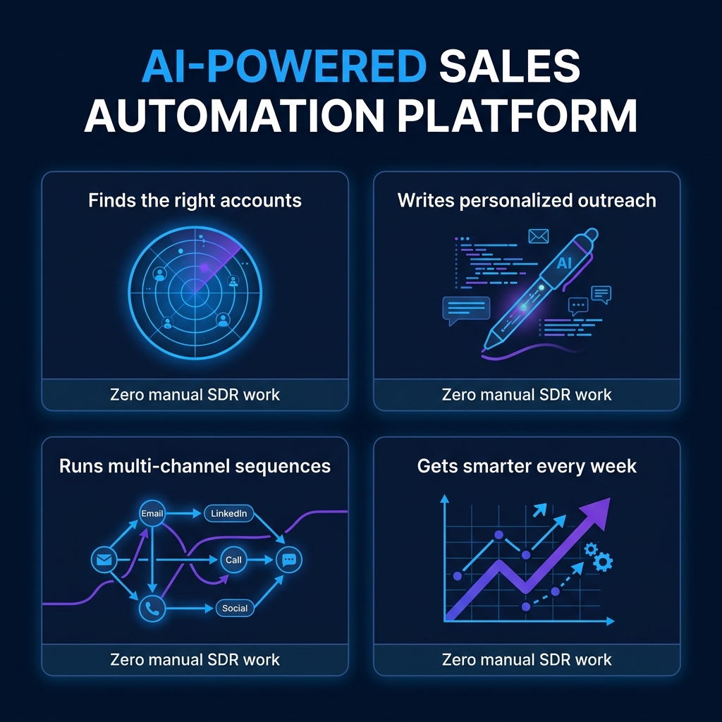 AI SDR system - four core functions diagram