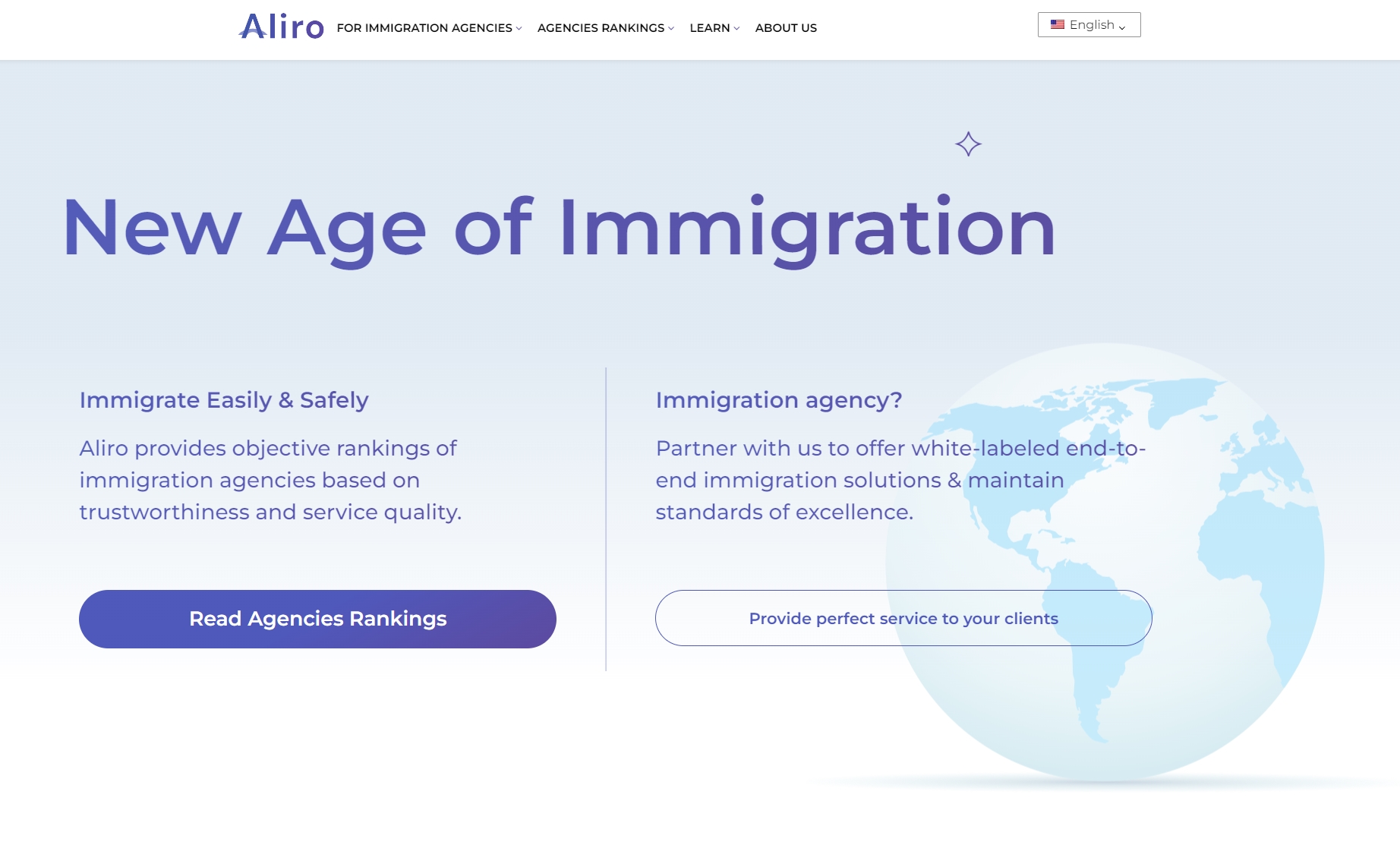 Aliro Immgiration homepage